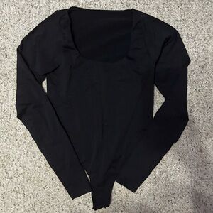 Scoop Neck Black Bodysuit Small